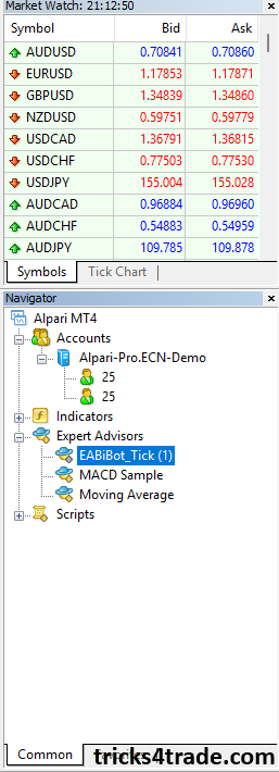 expert Advisor section